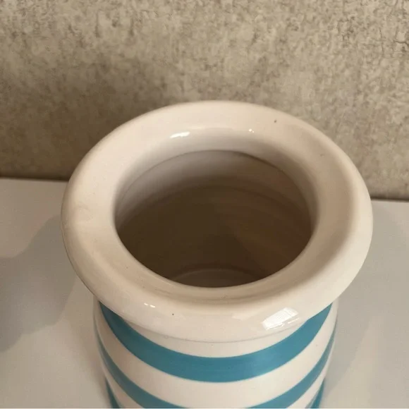 Grace’s Pantry Striped Ceramic Storage Cookie Jar with lid in Blue and White - Picture 5 of 10